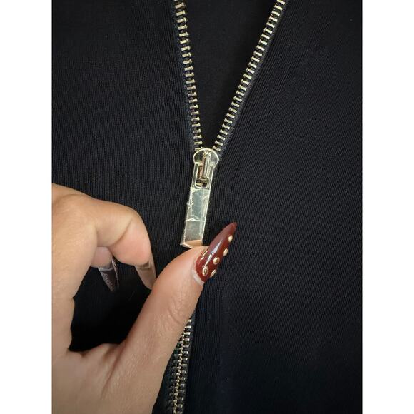 Chico’s Travelers Black Zip Jacket Size 3 silver Hardware Soft Stretch Classic - Picture 4 of 7